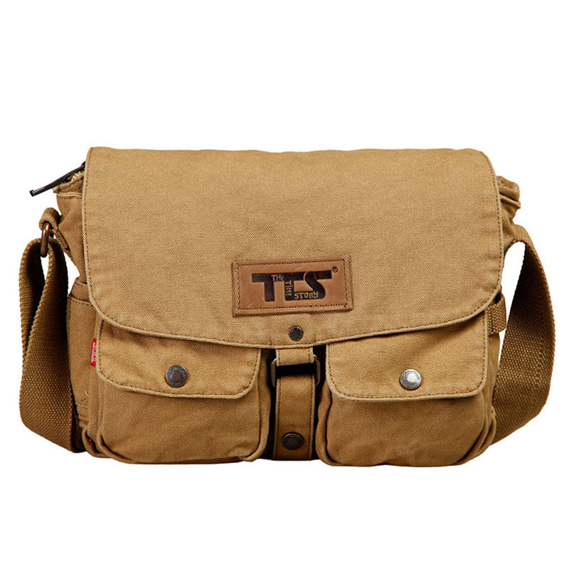 Casual Canvas Mannen Messenger Bags The Time Story Grote Schooltas Schoudertassen Heren 15.6 Inch Laptop Aktetas Reizen School Slingbag: (30cm<Max Length<50cm) / Khaki