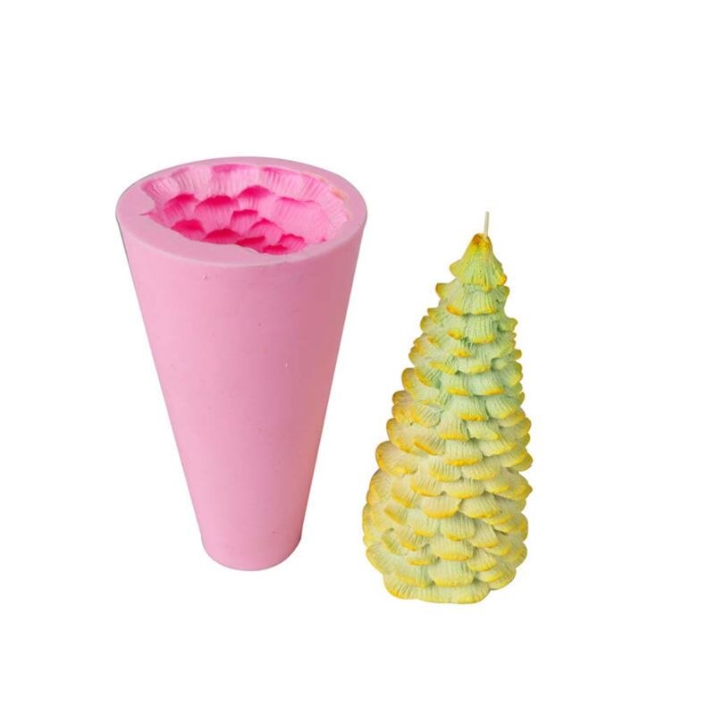 3D Christmas Tree Candle Mold Silicone Soap Mould Clay Making DIY Cake Chocolate Decorating Baking Tool