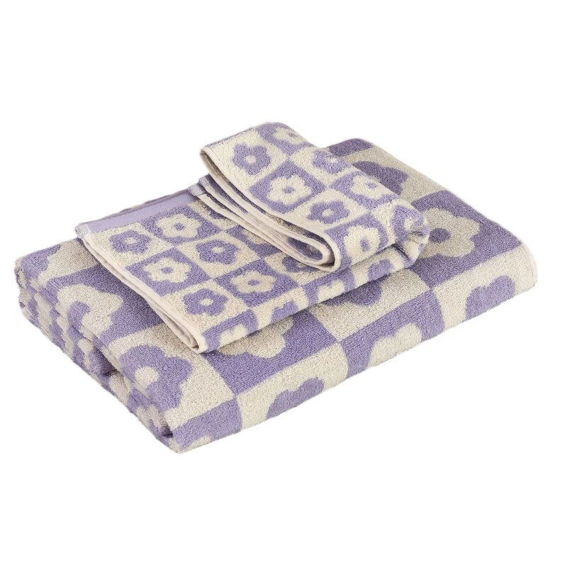 Huishoudelijke Geruite Bloemen Patroon Badhanddoek Katoen Washandje Douche Deken Snelle Droge Absorberende Super Zachte Zwembad Strand Q1FD: Grape Purple / S