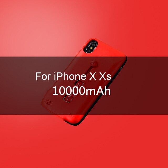 10000mAh Power Bank Für iphone 6 6s 7 8 Plus Batterie Ladegerät Fall Für iphone X XS Max XR Hoher kapazität power lade fall: Red For i X Xs