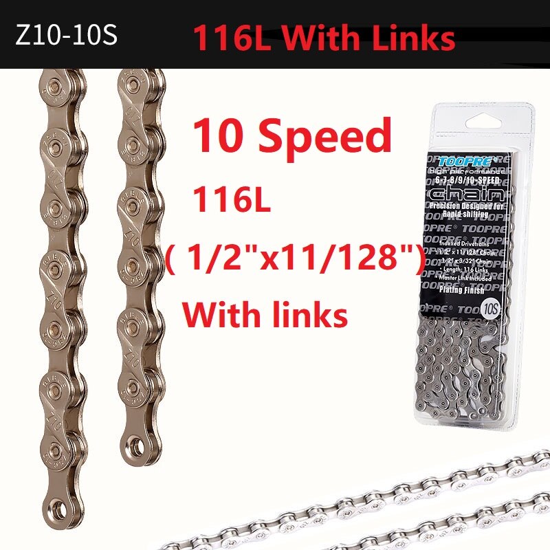 Bicycle Chain 6/7/8/9/10/11 Speed 116 Links MTB Mountain Bike Road Folding Bike Chain Fixed Gear Bicycle Single Speed Chain 114L: 10 Speed