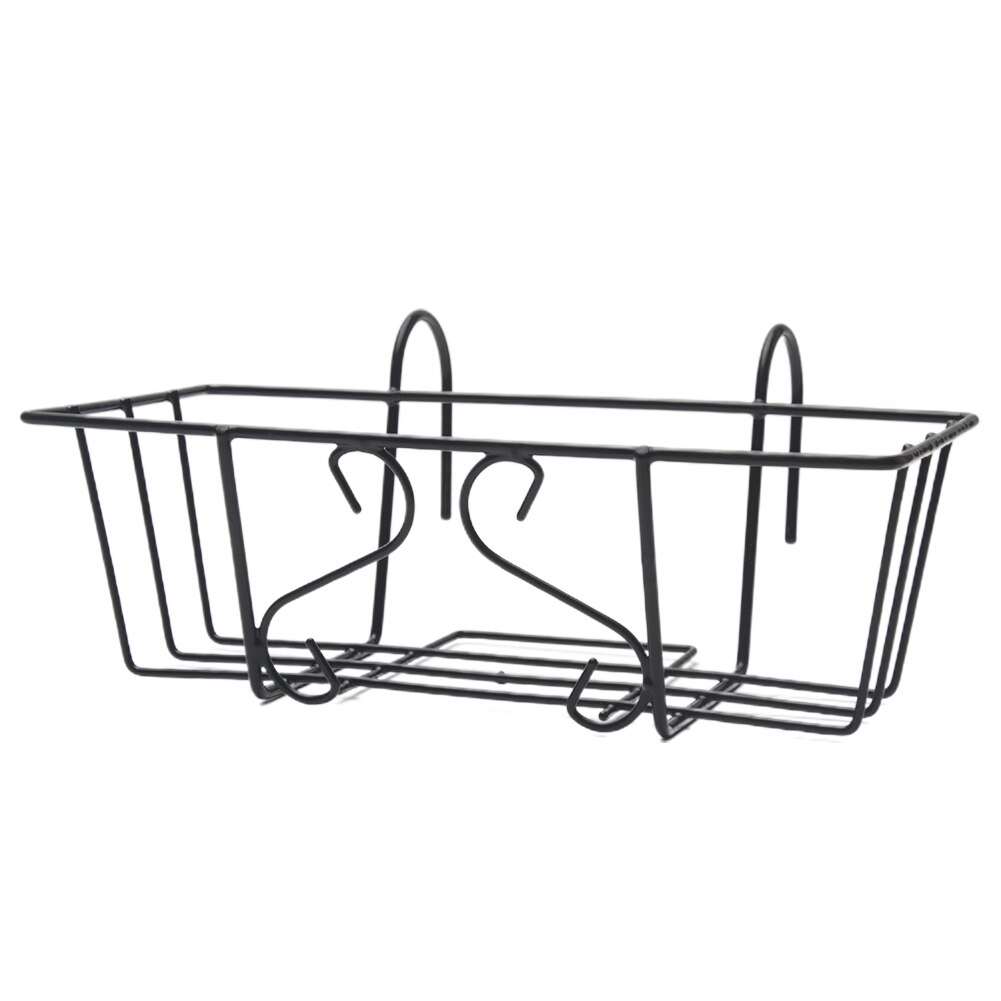 Iron Art Multifunction Display Stand Durable Home Porch Hanging Railing Fence Flower Pot Holder Storage Hanger Balcony Rack: Black 320