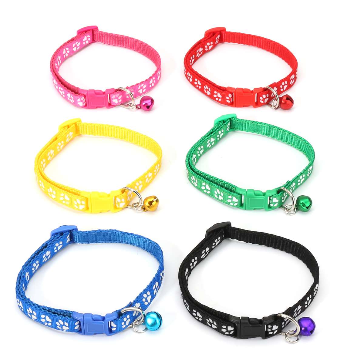 12 stks/partij Halsband Reflecterende Nylon met Bell Huisdier Leuke Mode Poot Hond Kat Puppy Charm Verstelbare Mooie Veiligheid Halsbanden