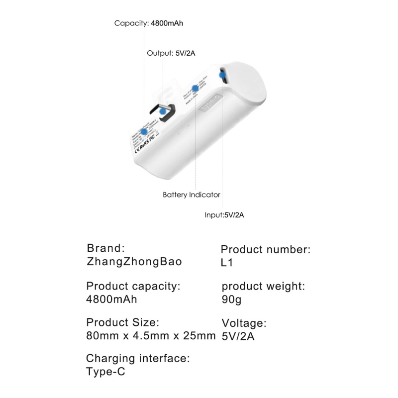 Chargeur de batterie de Type C pour Oculus Quest 2, capacité de 5000mAh, 20CB
