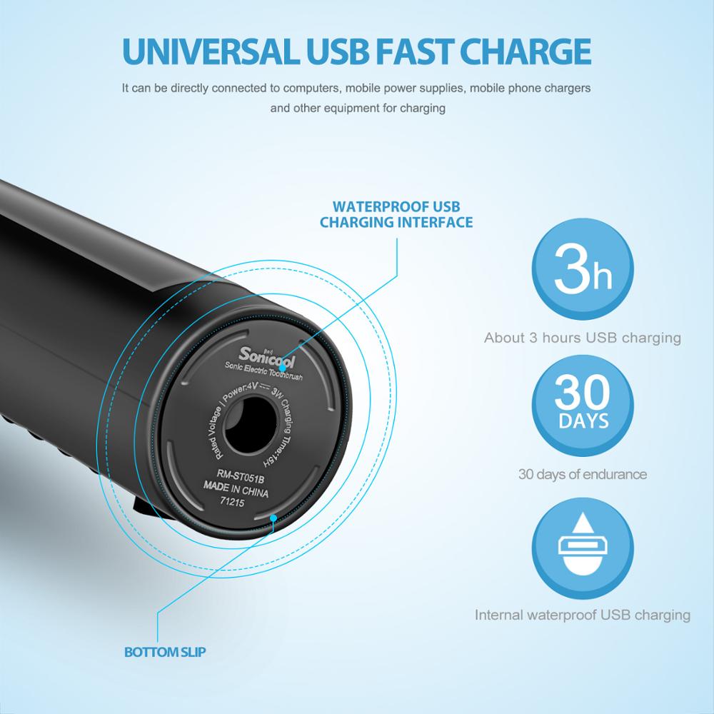 Electric Toothbrush 051B Sonic Toothbrush USB Rechargeable Tooth Brushes With 4 Pcs DuPont Replacement Time Brush Heads lachen