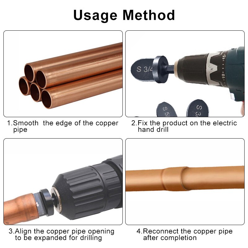 Hex Shank Imperial Tube Pipe Expander Support for Air Conditioner Conditioning Swaging Rotary Tool Set 7/8 3/4 5/8 1/2 3/8 1/4