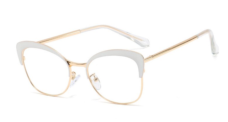 45889 Cat Eye Wenkbrauw Frame Glazen Frames Mannen Vrouwen Optische Mode Computer Bril: C7White