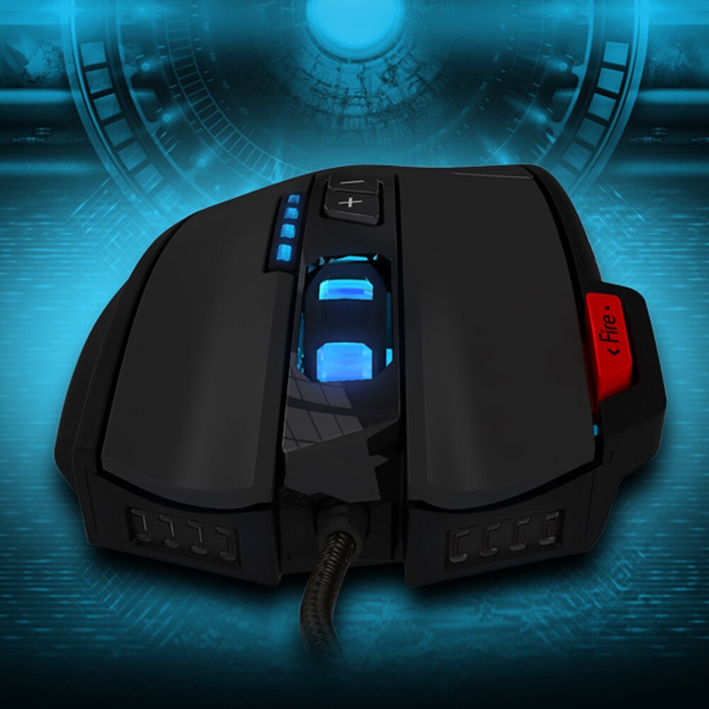 ZELOTES C-12 – souris optique de jeu avec 12 boutons programmables, avec câble USB, 4 vitesses, 4000DPI, rétroéclairage coloré réglable