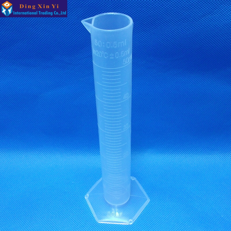 50 ml Trasparente di Plastica Trasparente Cilindro Graduato Cilindro Graduato per il Laboratorio di Prova-4 pz/lotto