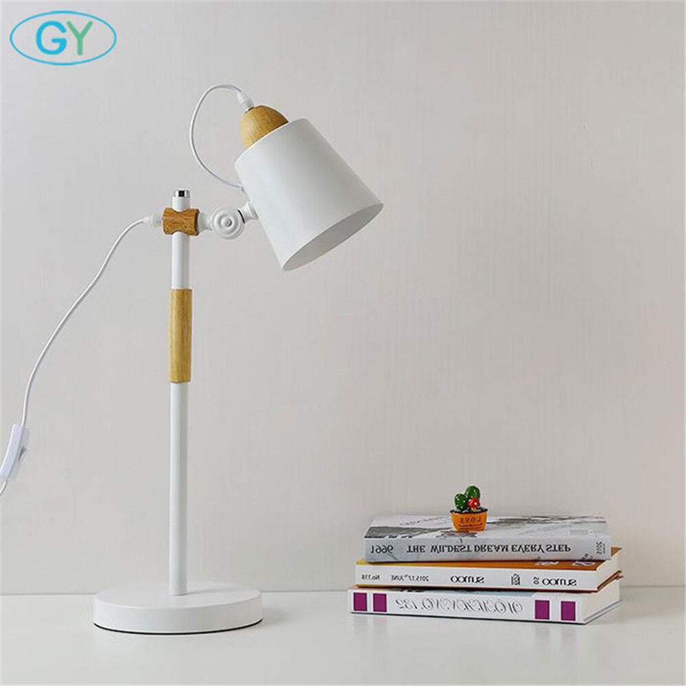 7W Led Bulb desk Lamps Flexible wood Table Lamp Office Studio Home Wooden Table Desk Lighting for Bedroom/Living Room/Cafe Bar