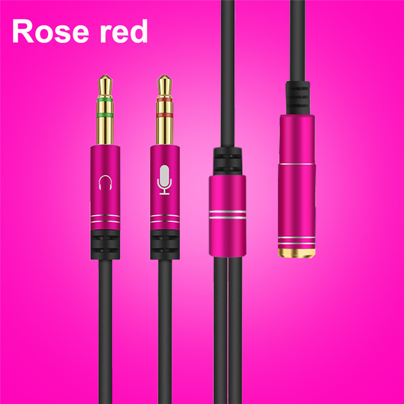 Robotsky 3.5 Mm Jack Smartphone Hoofdtelefoon Splitter Kabel 1 Female Naar 2 Mannelijke Stereo Audio Y Splitter Kabel: Rose red