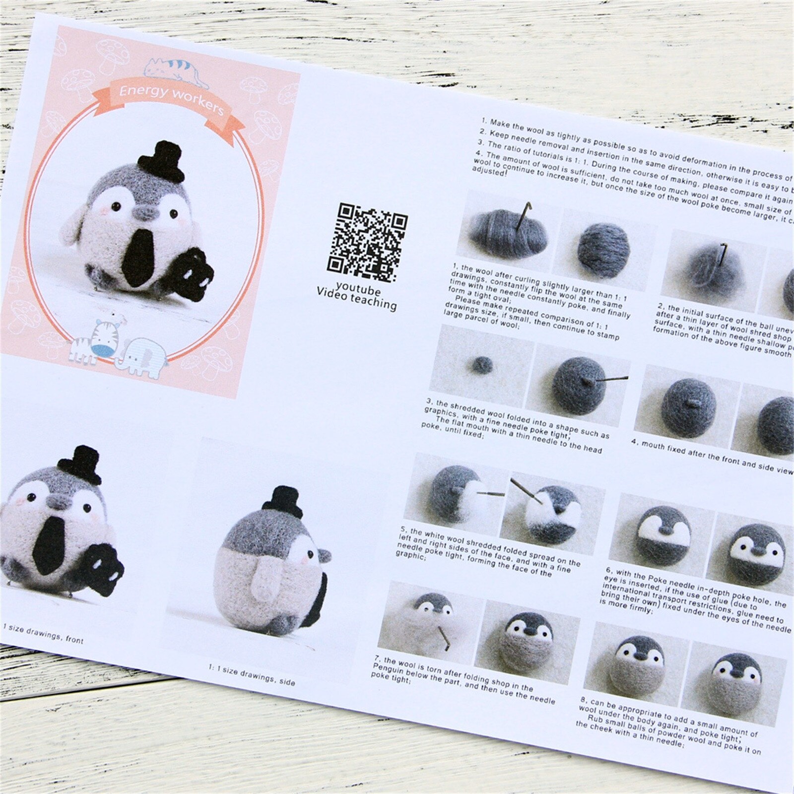 Kawaii Pinguin Handgemachte DIY Sack Wolle Filze Material Paket Nadel Filzen Bausatz Plüsch Spielzeug Erwachsene freundlicher Anfänger Hause Spaß Fieltro