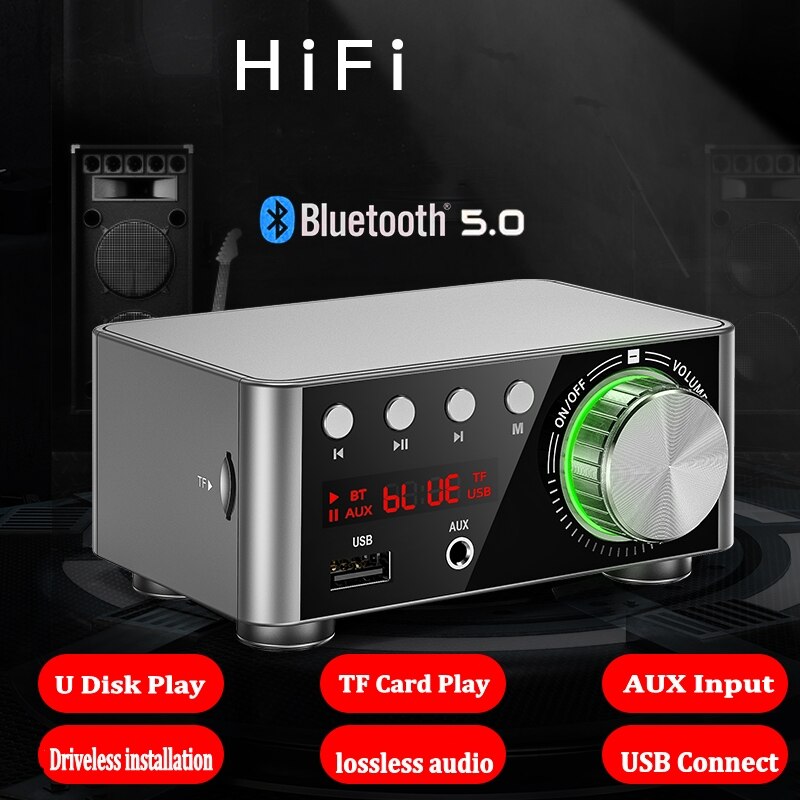 Audio Bluetooth.5.0 Sound Power Stereo Amplifier Mini HiFi Digital Amp Stereo Home Audio Digital Sound Amplifier For Speakers