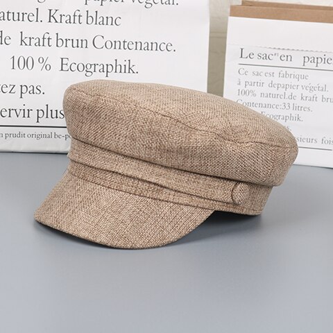 Retro Casual Cotton Berets for Women Man Summer Sunshine Octagonal Hat Peaked Cap Korean Casual Student Beret Vintage Unisex: Khaki
