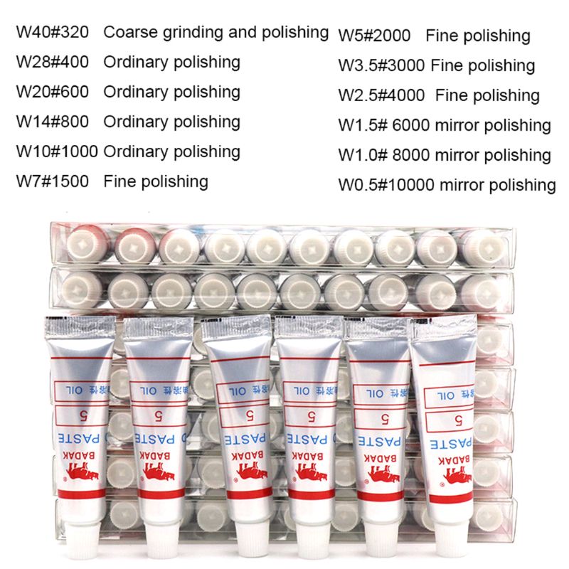 12pcs Diamond Polishing Lapping Paste Compound Syringes W0.5 ~40 Micron Abrasive P82D