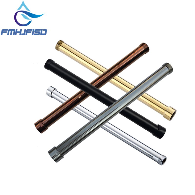 12" Solid Brass Round Bath Shower Faucet Extension Tube Bar Chrome Nickel Golden Black Faucet Extension Pipe