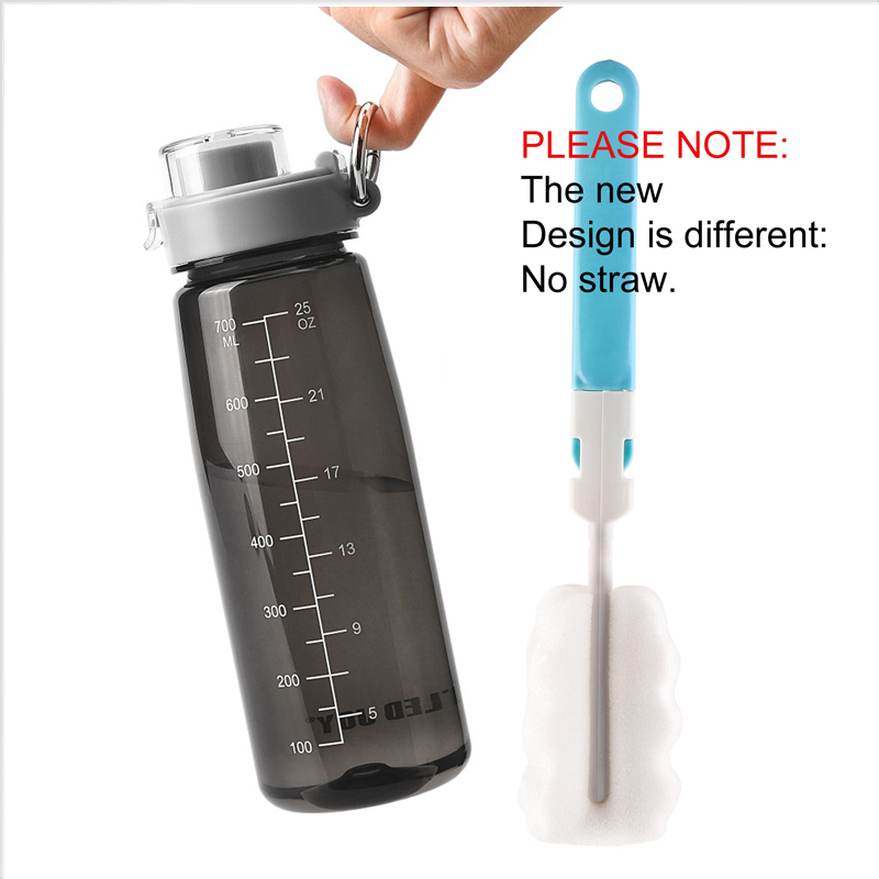 Flaschen- Freude 0.7L wasser flasche mit strohhalm trinken Tritan bpa frei freundlicher wasser Filter flaschen freundlicher Griff mein Fitnessstudio Kunststoff flasche: Schwarz 0.7LLID