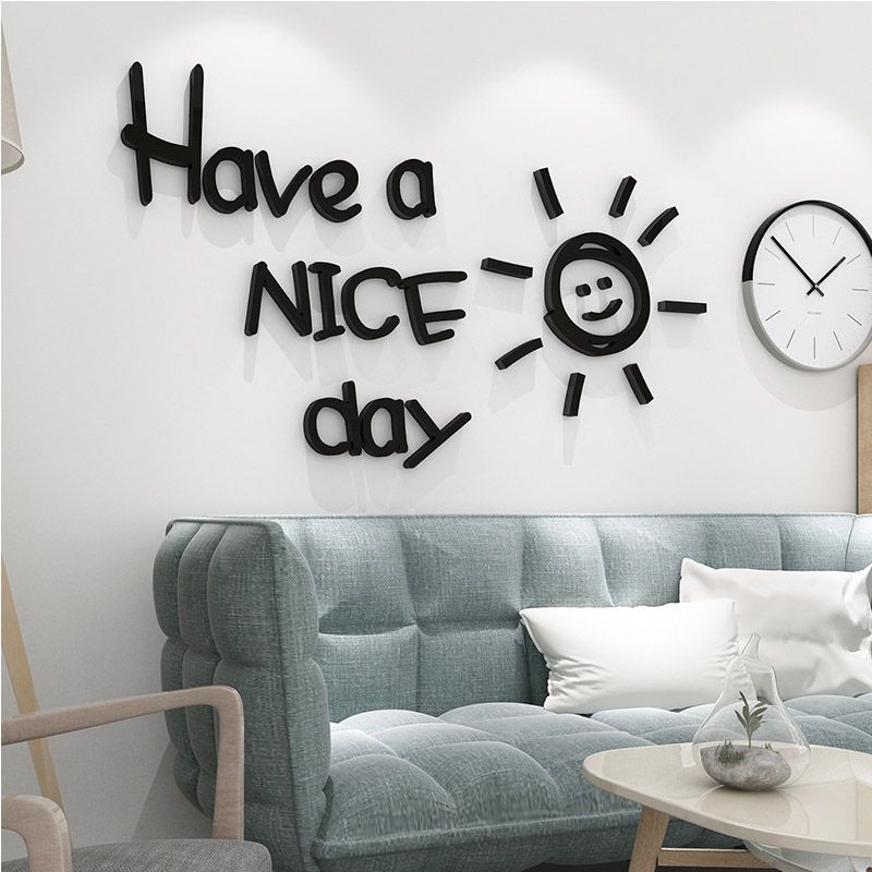 Hav en dejlig dag 3d akryl spejl wallsticker hjem stue soveværelse børneværelse vægdekoration wallsticker