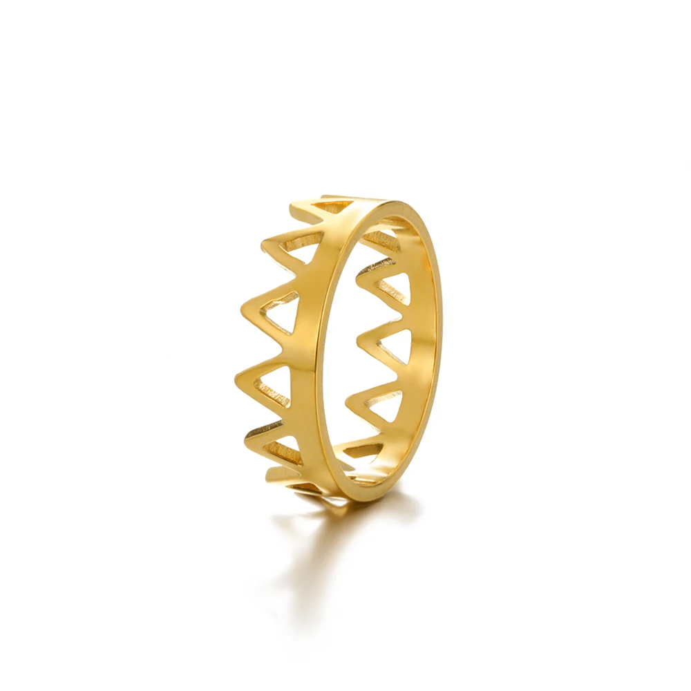 Anillos de corona de circón para mujer, anillo abierto de corona de Color dorado de acero inoxidable Vintage, joyería estética de boda, , bisutería para mujer: Blanco
