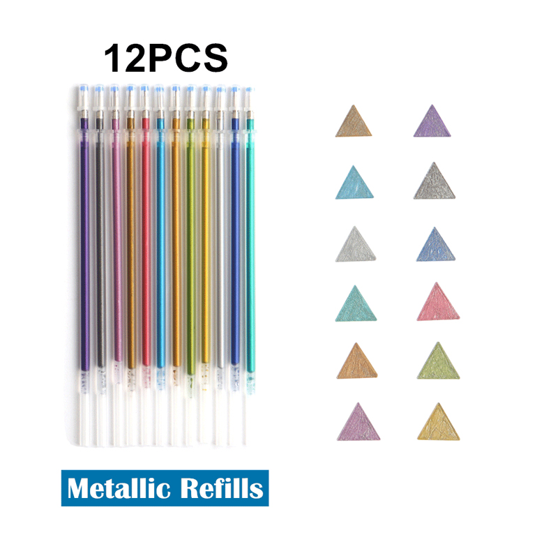 Bolígrafos de Gel de colores brillantes metálicos para la escuela, oficina, libro para colorear para adultos, diarios, marcadores artísticos de dibujo, bolígrafo de , 12/24 Uds.: Amarillo claro