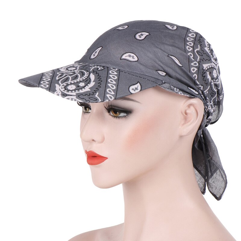 Women Head Scarf Visor Hat with Wide Brim Sunhat Summer Beach Sun Hats Female Casual Printed Cap Women Headscarf Baseball Cap: Color 7