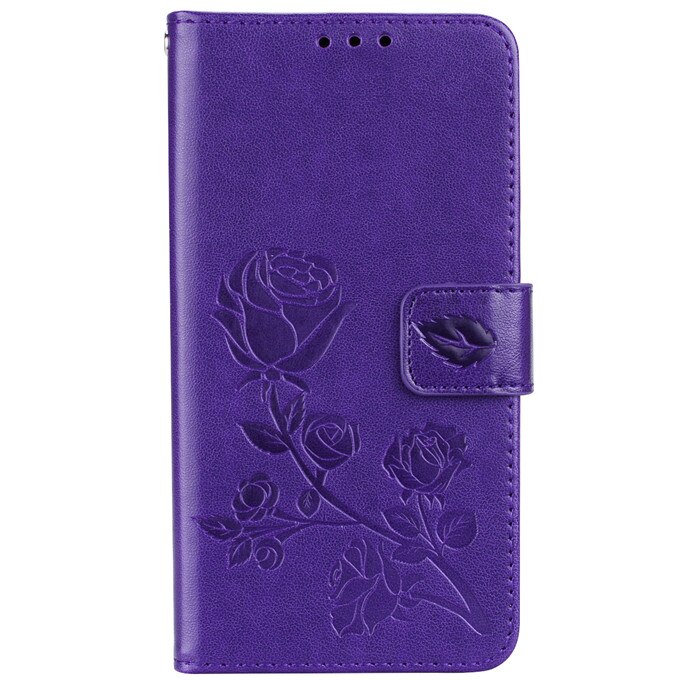 For xiaomi Redmi 4X Case on Redmi 4X Case Flip 5.0 inch Rose Flower Skin Leather Wallet Book Case for xiaomi Redmi 4X 4 X Cover: purple