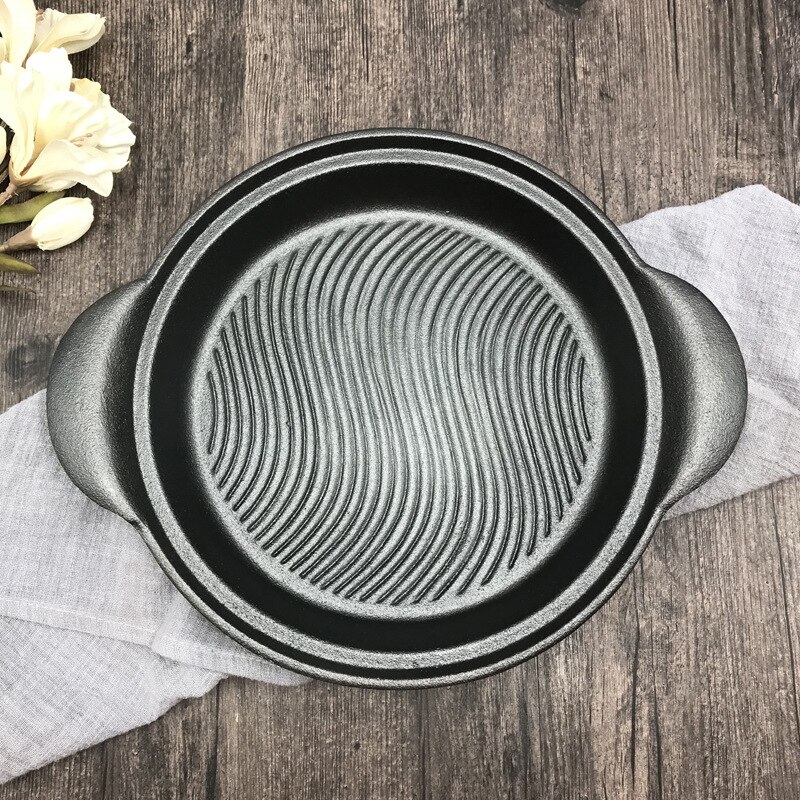 Cast iron corrugated round frying pan steak frying pan induction cooker universal iron pan pan
