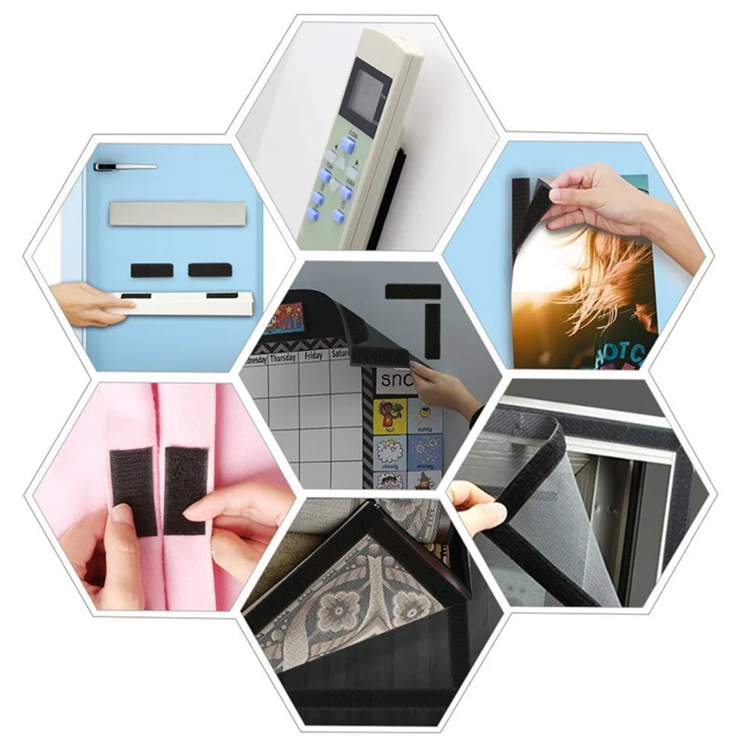 Sterk selvklebende borrelåsteip dobbeltsidig lim magisk nylon klistremerkelim klistremerketeip 1 meter