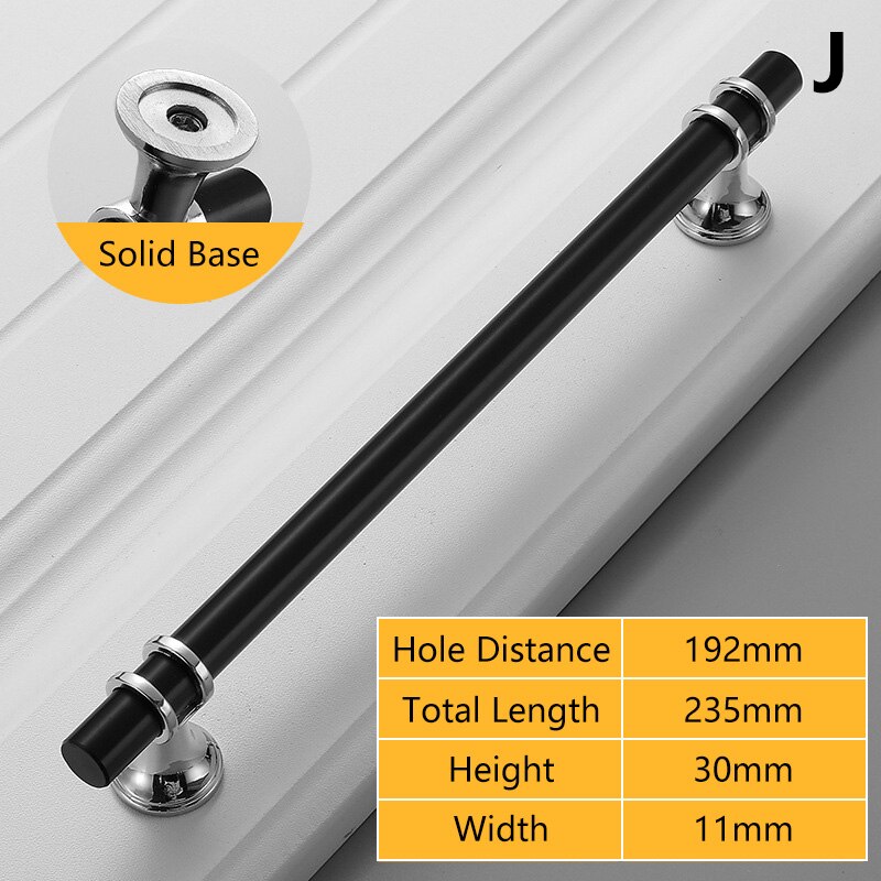 Black Gold Door Handles Kitchen Cabinet Handles Solid Drawer Knobs Modern Aluminum Alloy Furniture Handle Hardware: J