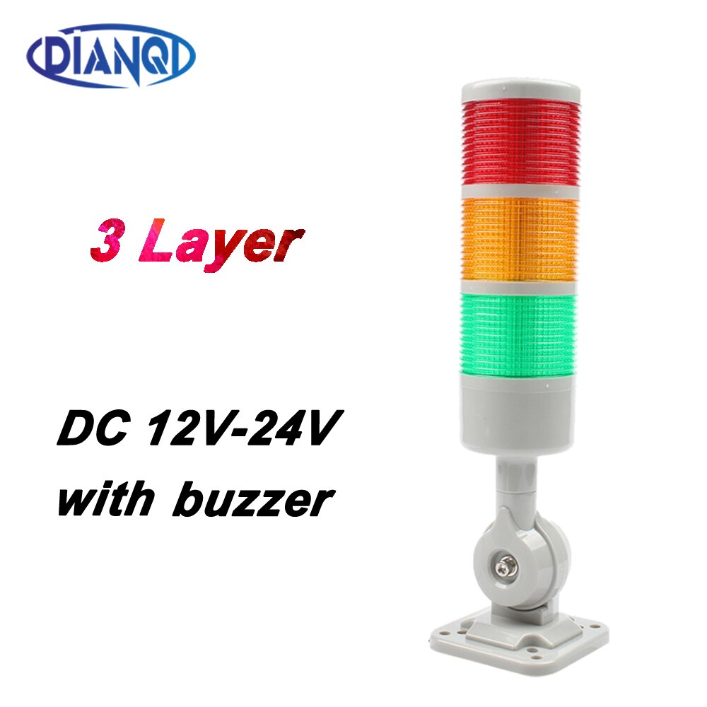 Voyant d'avertissement industriel à 3 couches pour machine CNC, DC 24V 12V AC220V 110V, lumière clignotante constante, lumière rotative à 180 piles: WHITE