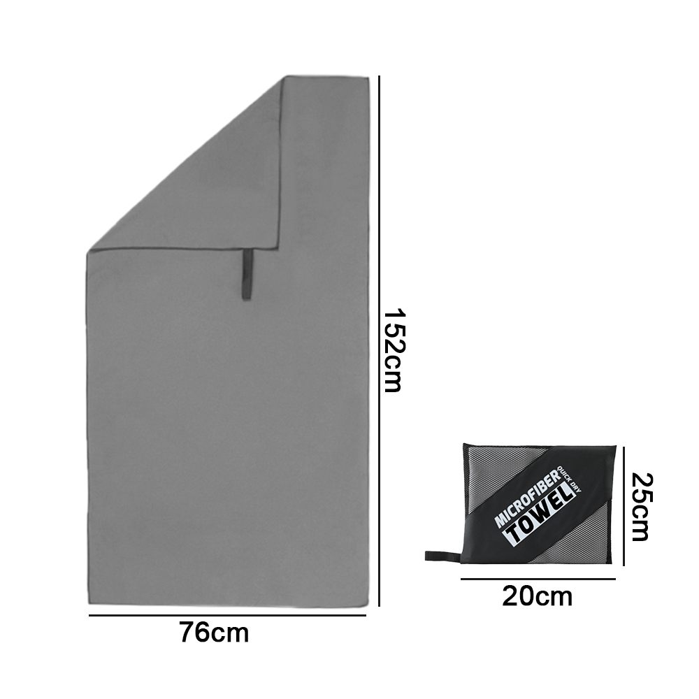 Sports Microfiber Quick Dry Pocket Towel Portable Ultralight Absorbent Large Towel for Swimming Pool Swim Gym Fitness Yoga Beach: Gray(76x152cm)