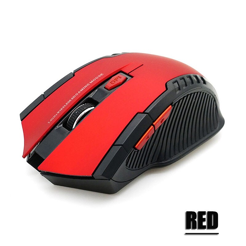 1600DPI 2.4GHz Wireless Optical Mouse Gamer for PC Gaming Laptops Opto-electronic Game Wireless Mice with USB Receiver: Red