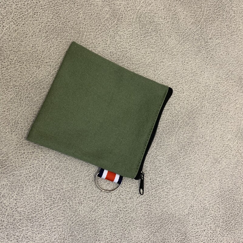 Handmade della Tela di canapa del Panno Della Chiusura Lampo Della Borsa Della Moneta Tasca FAI DA TE Studente Eco Cambiamento Del Raccoglitore del Supporto di Carta Della Frizione Delle Donne Degli Uomini Della Signora Moneta Originale borsa: Army Green