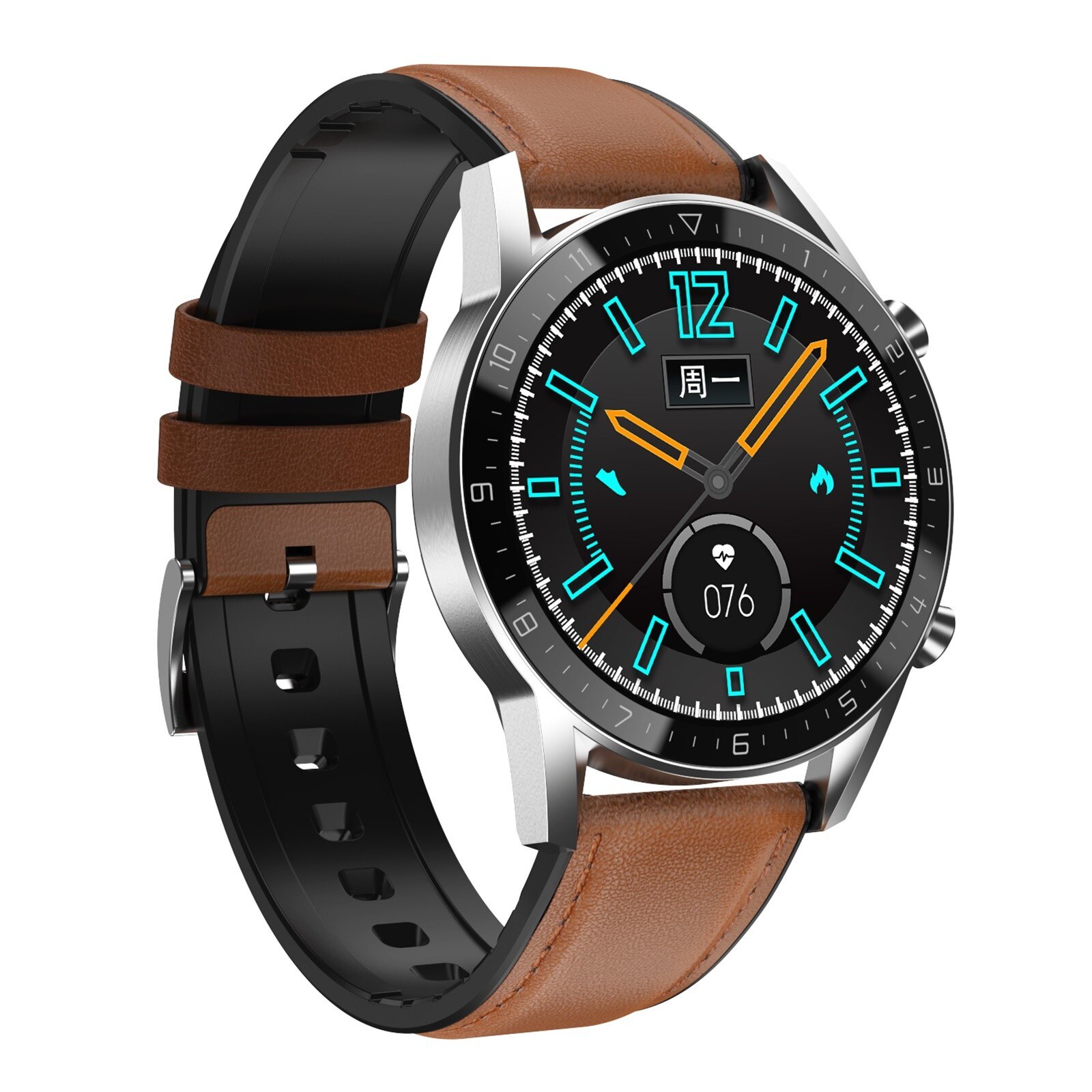 DT92 Bluetooth Oproep Smart Horloge Mannen Full Touch Screen IP68 Waterdichte Smartwatch Voor Android Ios Sport Fitness Horloges: Brown leather