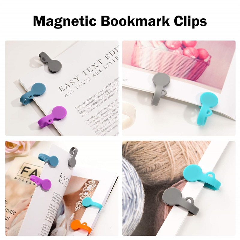 6 pcs Magnetic Cable Clips Magnetic Cable Organizers Twist Ties Earbuds Cords Winder USB Cable Manager Bookmark Clips 6 Colors