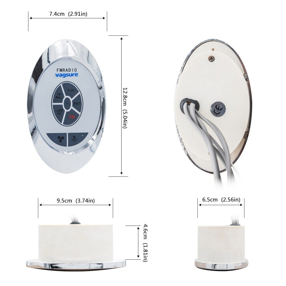 AC 12V ABS Runde Dusche FM Radio Regler Dusche Kabine Zimmer Verbindung für Zubehör Lautsprecher entlüften Fan Dusche Beleuchtung