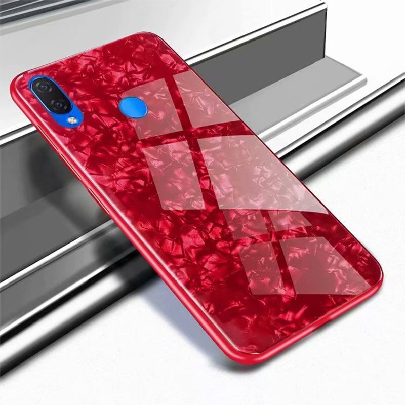 SemgCeKen Hard marmer gehard glas case voor huawei honor 8x max 8c 9 view note 10 v10 luxe beschermende telefoon hard terug coque: For honor 8X MAX / red