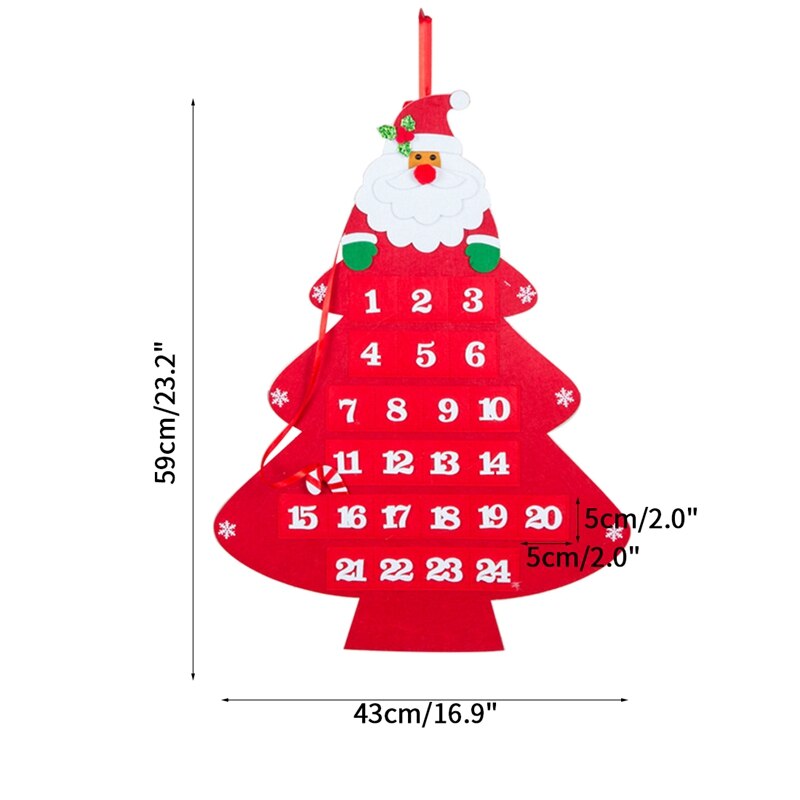 Jul adventskalender snögubbe jultomten tygkalender för fest öppen spis vägg fönsterhänge xmas hängande dekor: Stil 2 kalender