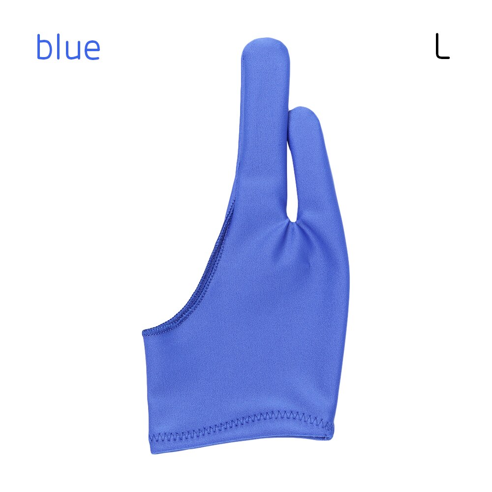Luva anti-incrustação de 2 dedos, preto, ambas para a mão direita e esquerda, luvas de pintura de artista para qualquer luva de tablet de desenho gráfico: L	blue