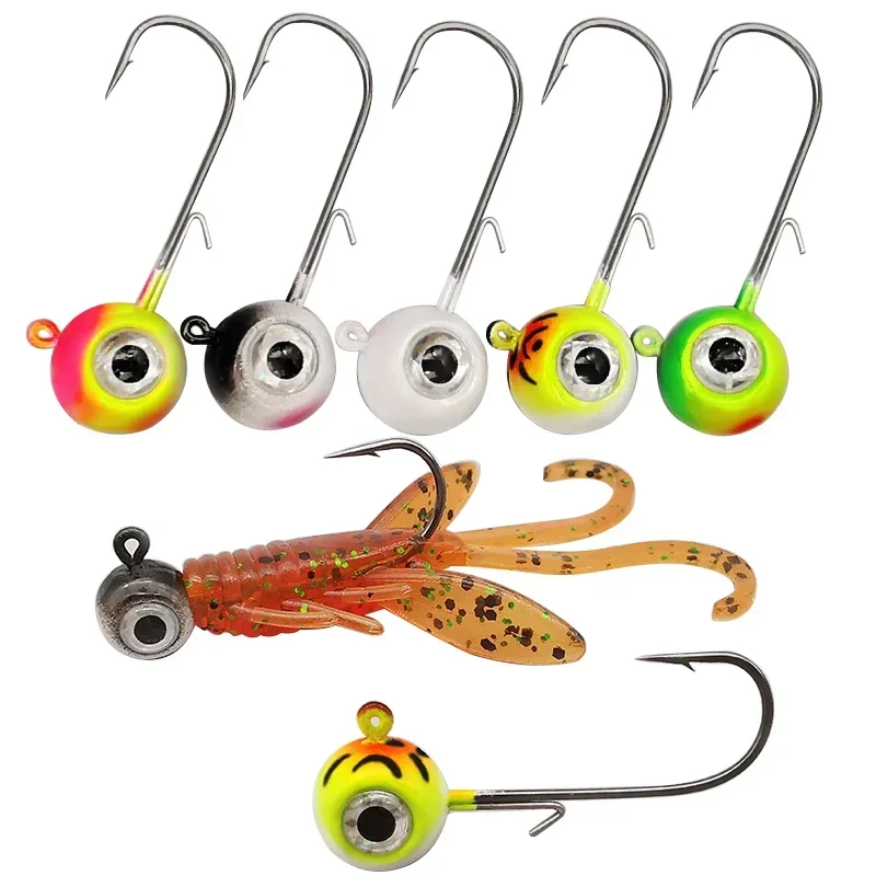 groß Augen Jig Kopf Angelhaken mit Mustad-Haken, 1,8 g, 3,5 g, 5 g, 7 g, 10 g, Fischkopf-Angelhaken für weiche Wurm-Angelgerät-DIY-Bausatz