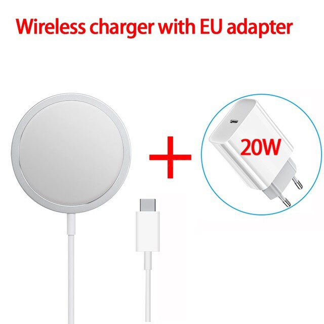 Magnetische 15W Drahtlose Ladegerät Für iPhone 12 Pro Max Mini Für Magsafe Schnelle Lade Schnell PD 20W UNS UK EU Stecker Drahtlose Ladegerät: Wireles with EU Plug