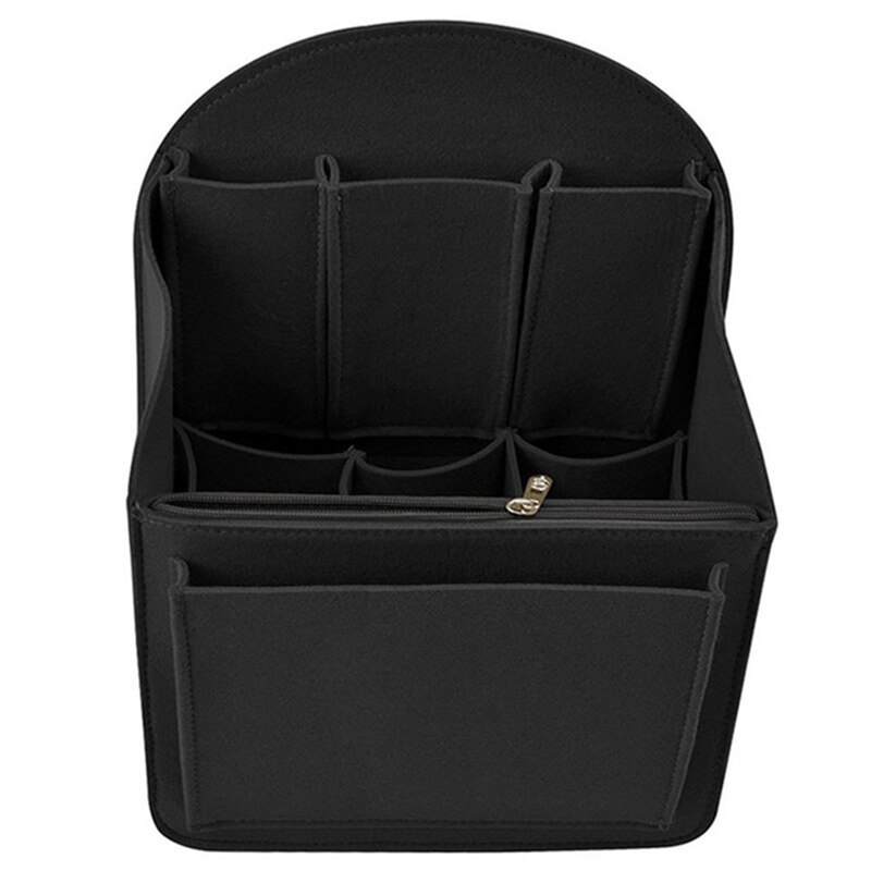 Felt bag inserted backpack men's bag organizer women's backpack interior organized as mummified large shoulder bag organizer: Black / 16L