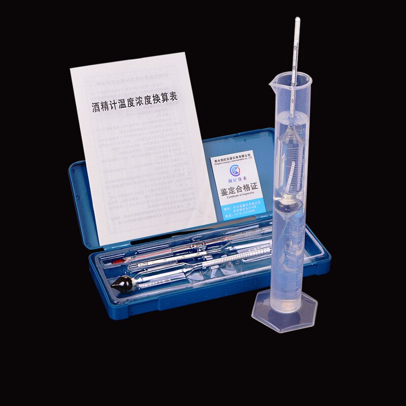 Alcohol Meter Wine Concentration Meter Alcohol Instrument Hydrometer Tester With Measuring Cylinder Thermometer 0-100%: Plastic tube