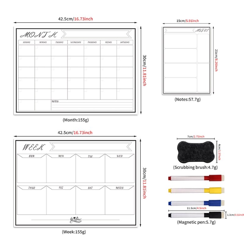 Erasable magnetic white board kit weekly monthly p grandado