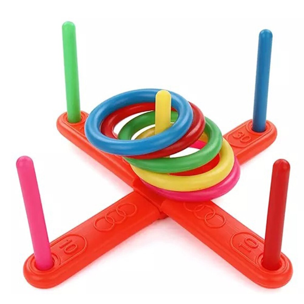 Båge ring kasta plast ring kasta quoits trädgård spel pool leksak utomhus kul set leksaker för barn barn zxh: Default Title