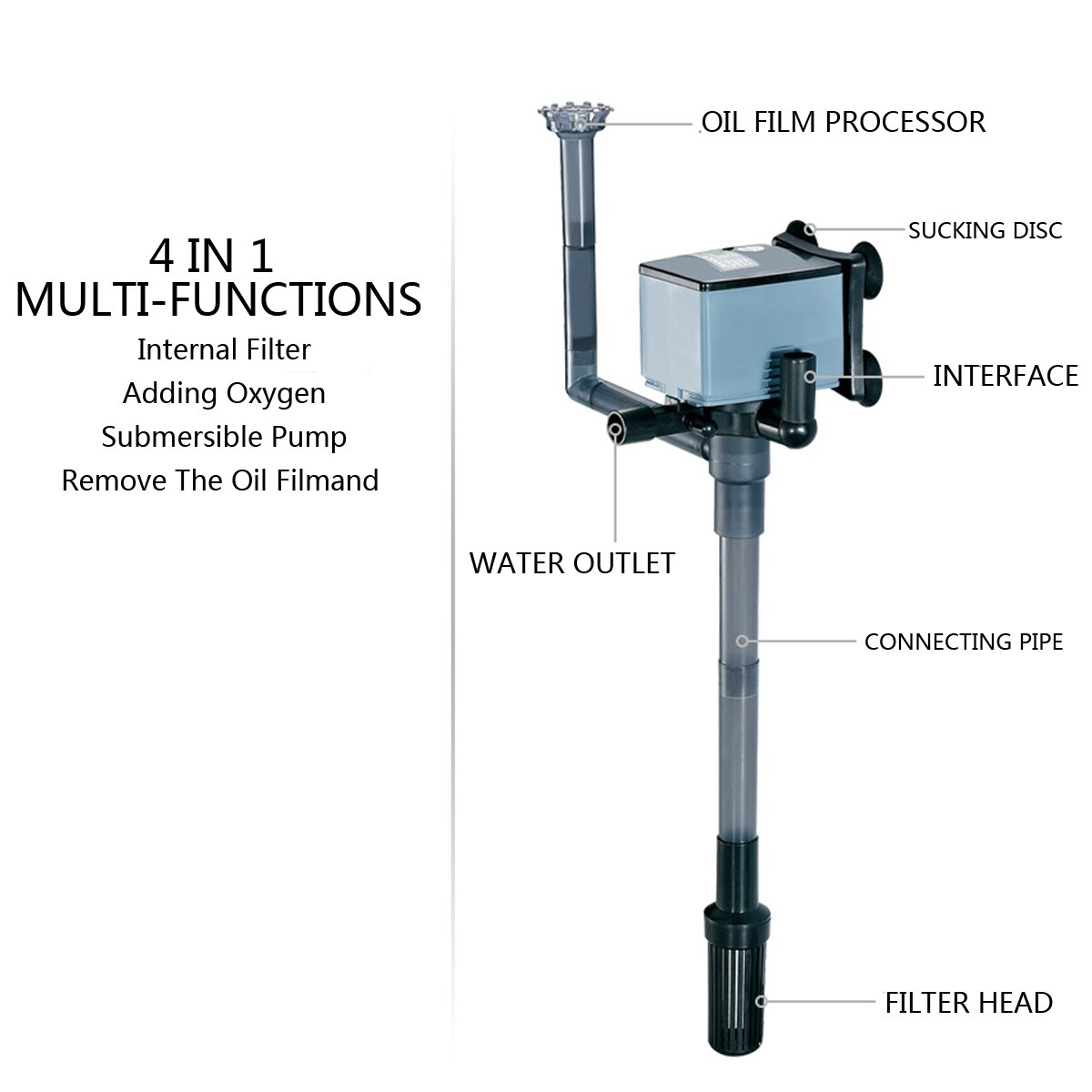 4 In 1 Aquarium Submersible Water Pump Internal Filter Aquarium Fish Tank Oxygen Pump 220V 20W/30W/45W