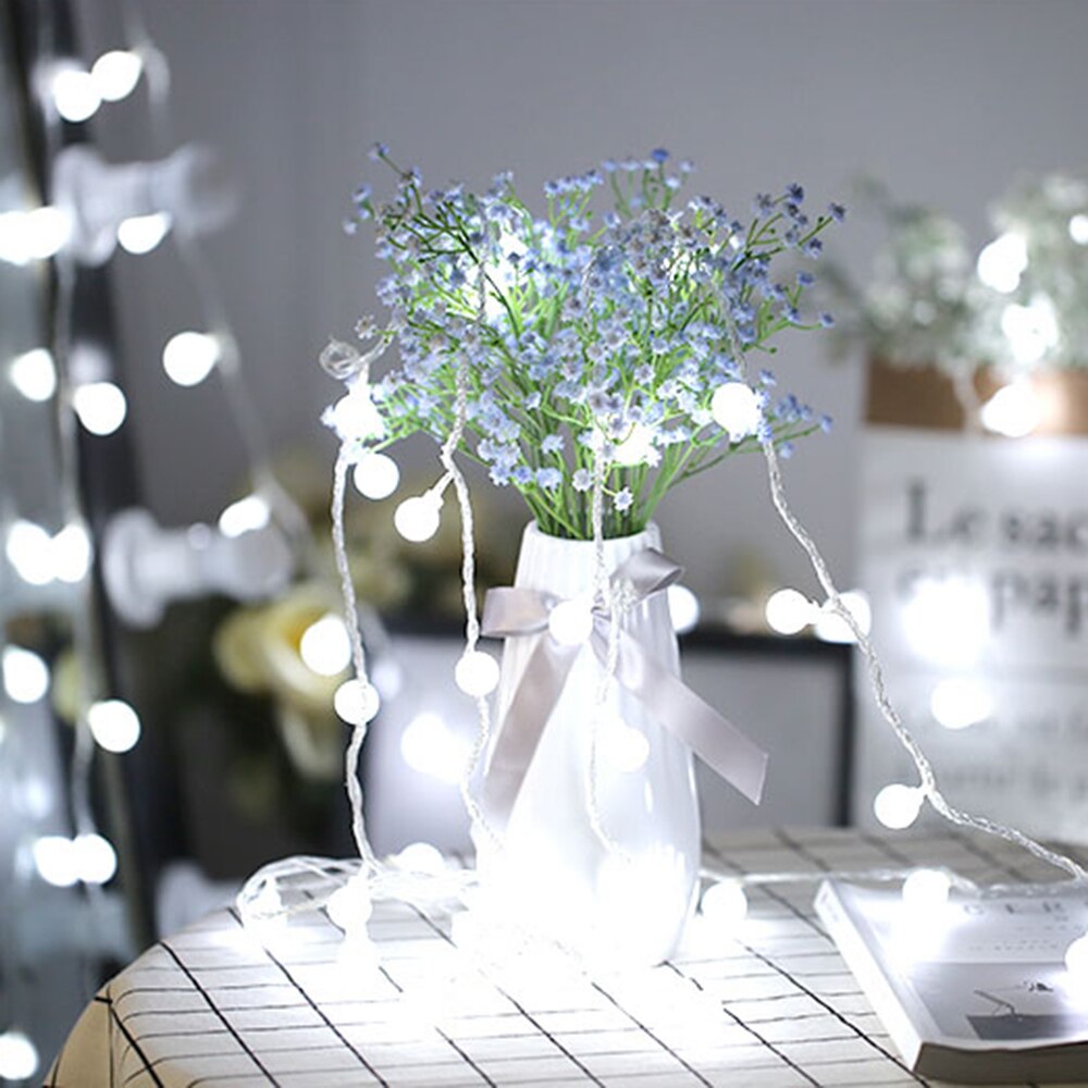 USB/Batterij Power LED Ball Garland Lights Fairy String Outdoor Lamp Thuis Kamer Kerstvakantie Bruiloft Feestverlichting Decoratie