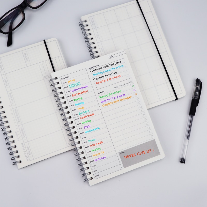 Notebooks Agenda Daily Weekly Monthly Plan Spiral Organizer A5 Note Books Monthly Transparent Schedule Agenda Planner