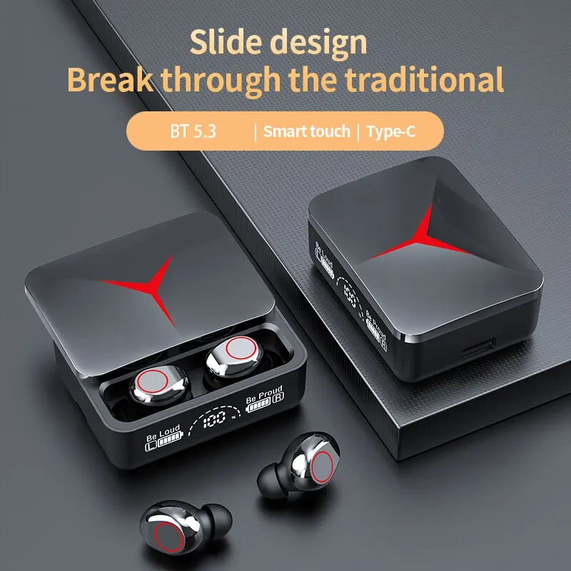 Oryginalne słuchawki bezprzewodowe TWS M90 przesuwana pokrywa słuchawki gamingowe Bluetooth 5.3 sportowe słuchawki douszne muzyczne zestawy słuchawkowe dla Iphone Xiaomi