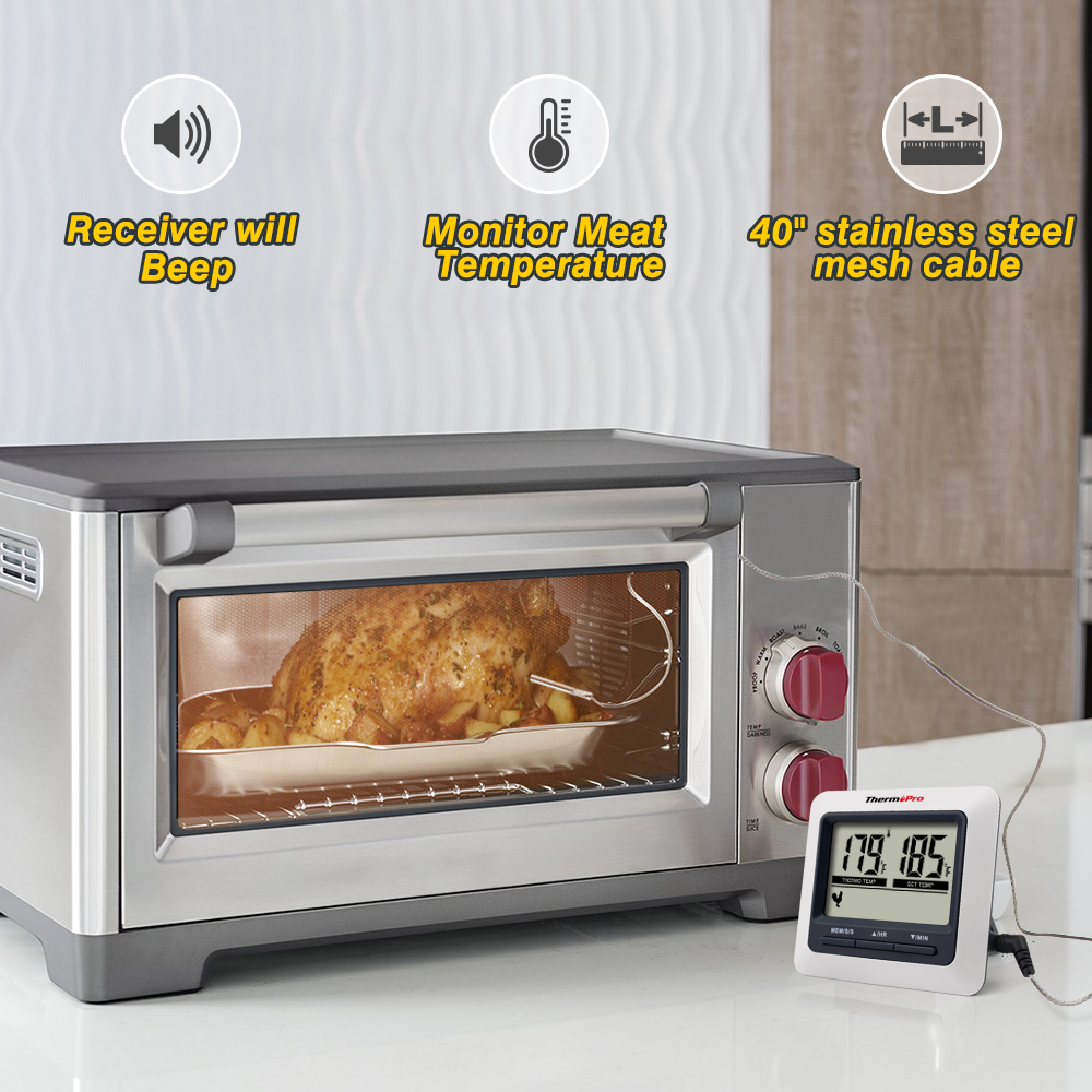 Original termopro tp -04 stor lcd digital grill, grill, ovn, madlavning, kødprobe termometer indbygget timer med rustfrit trin